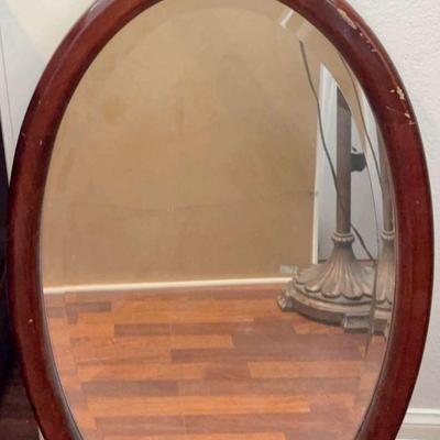 Wooden Oval Mirror
