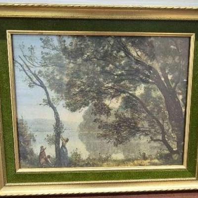 Jean-Baptiste "Souvenir de Mortefontaine" In Gold & Green Velvet Frame