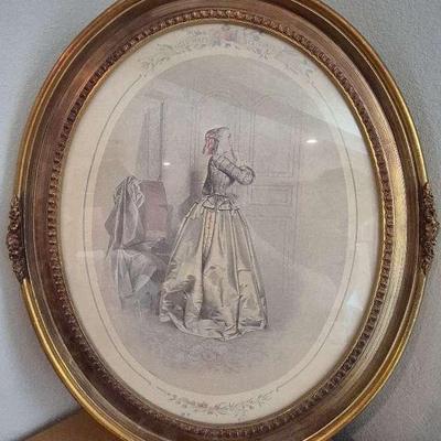 1940's Passé Temps Des Dames Print Artist Henri Augusta Pingot 