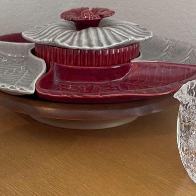 Crystal Sugar And Creamer, Lazysusan Serving Dishes