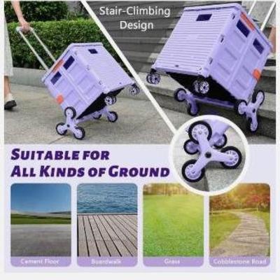 Honshine Lavender Foldable Cart with Stair Climbing Wheels Rolling Crate (New In Box)