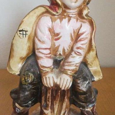 Capodimonte Porcelain Figurine Boy Cape Childhood Made in Italy Crosshatch Marks