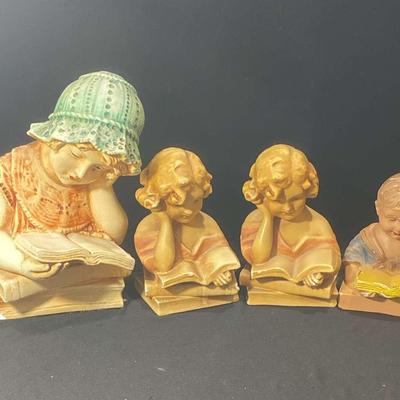 Vintage Children Reading Bookends 