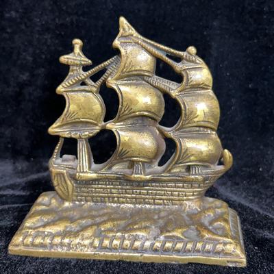 Bronze Ship Bookend