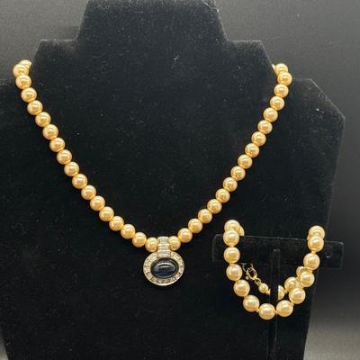 Costume Pearl Necklace And Bracelet