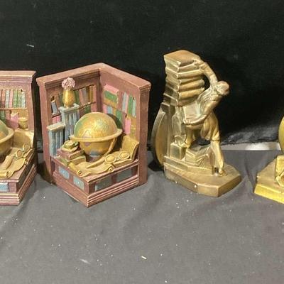 Vintage Cast Metal Library Bookends