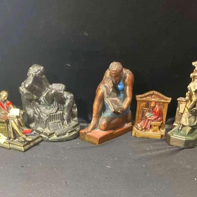 Vintage Metal Bronze Cast Bookends 