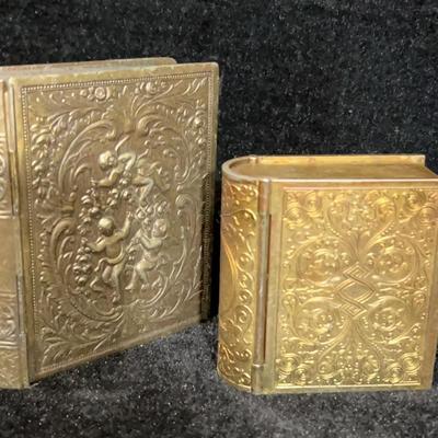 Vintage Metal Book Box And Clock