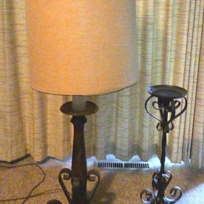 Vintage Scrolled Lamp & Candlestick (FR)