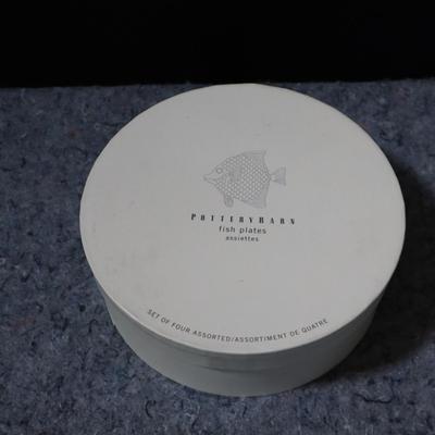 Pottery Barn Fish Plates | Set of 4 | 8" Ceramic Appetizer or Dessert Plates in Original Box