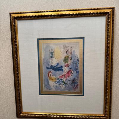 Marc Chagall Signed Bookplate Lithograph | Framed Circus Scene | COA Included