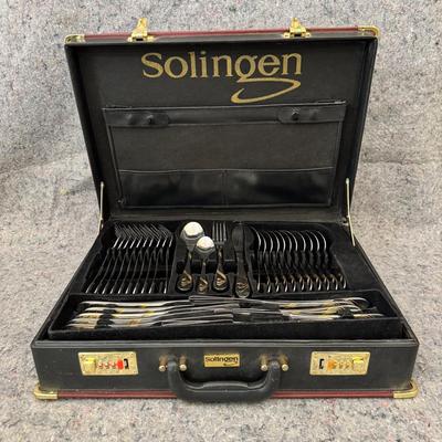 Solingen Flatware Set | Gold-Tone Inlay | 70+ Pieces in Locking Briefcase