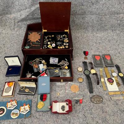 Vintage Watches, Medals, Military Pins, Cufflinks & Collectibles | Large Estate Lot