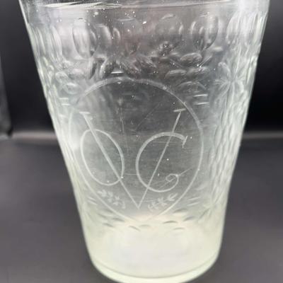 Dutch East India Company Reproduction Vase | VOC Emblem | Mid-Century Etched Glass