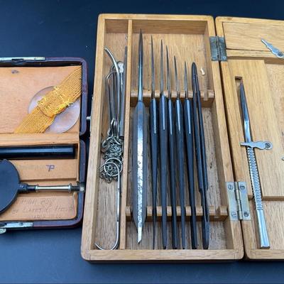 Antique Dissection Kit & Loring Ophthalmoscope | Wood Case | Marked B. Van der Stok