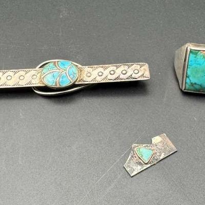 Vintage Southwestern Jewelry Lot | Turquoise & Silver Tone Metal