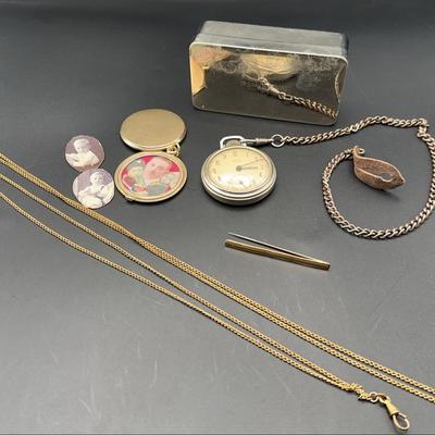 Vintage Keepsake Lot | Van der Stok Family Heirlooms | Pocket Watch, Gold-Filled Locket & More