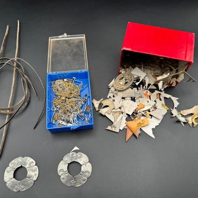 Mixed Jewelry & Metal Scrap Lot | Findings, Chains, Bezels, Cut-Outs & More