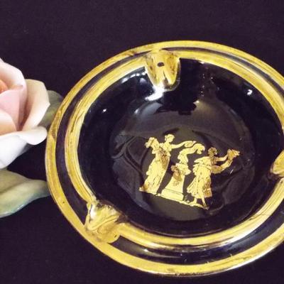 Sale Photo Thumbnail #118: THREE GRACES GOLD ON BLUE ASHTRAY
