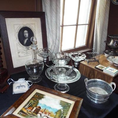 Sale Photo Thumbnail #184: MISC. PRINTS AND GLASSWARE AND SILVERPLATE