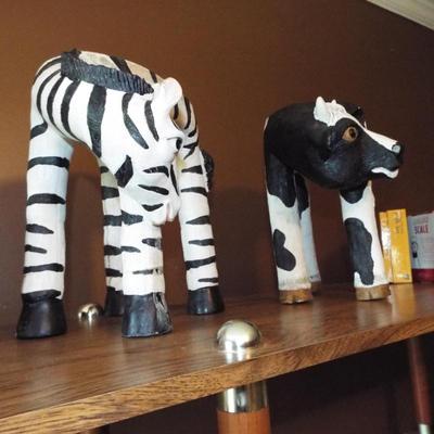 Sale Photo Thumbnail #187: BLACK AND WHITE PAPIER MACHE LARGE COW AND ZEBRA