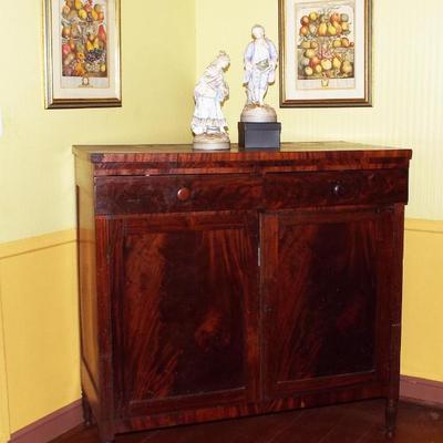 Sale Photo Thumbnail #170: ANTIQUE 19TH C. FLAME MAHOGANY DRAWER & DOOR CABINET WITH MIESSEN FIGURE