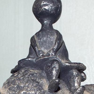 JOURNEY GIRL ON RHINO BY GRACIELA RODO BOULANGER METAL FIGURE
