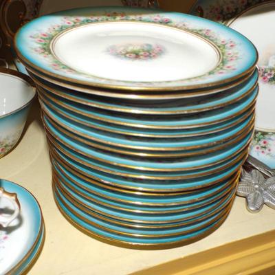 Sale Photo Thumbnail #131: 1940’S BAVARIAN WHITE WITH AQUA BLUE AND PINK LITTLE FLOWERS MASSIVE DINNERWARE SET (BRING OWN PACKING MATERIALS)