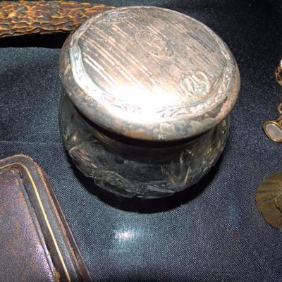 ANTIQUE SILVERPLATED VANITY COVERED CONTAINER