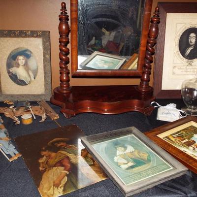 Sale Photo Thumbnail #181: MISCELLANEOUS PRINTS AND ANTIQUE 19TH C. KASHMIR PAISLEY WOOL PIANO SCARF