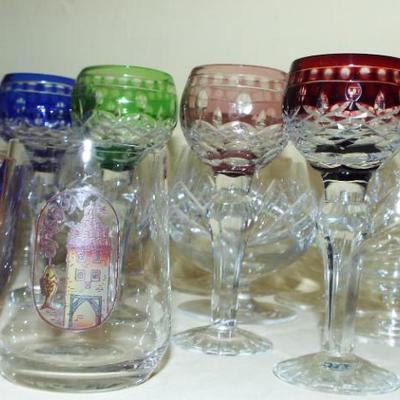 Sale Photo Thumbnail #138: BAVARIAN CRYSTALS CUT TO CLEAR WINE GLASSES