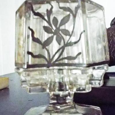 ANTIQUE STERLING OVERLAY DISPENSER BOTTLE