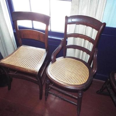 ANTIQUE STRAIGHT BACK CANE SEAT CHAIR
ANTIQUE LATE VICTORIAN SEMI ARMED MAHOGANY CANE CHAIR
