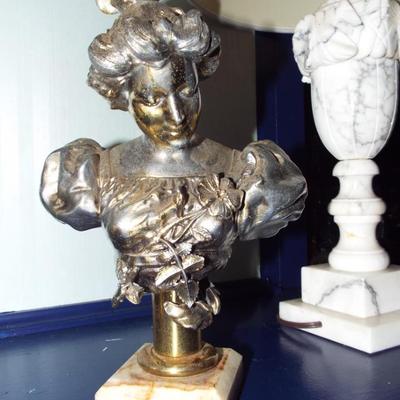 SILVERY WOMAN VICTORIAN FIGURE ON MARBLE STAND
ANTIQUE CARVED CARRERA MARBLE BULBOUS TALL LAMP TO BE SOLD AS A PAIR