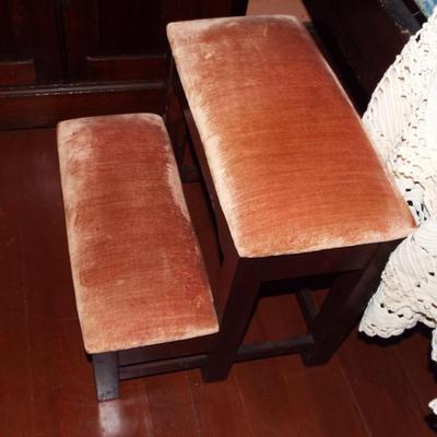 Sale Photo Thumbnail #206: BED STEPS WITH APRICOT VELVET UPHOLSTERY