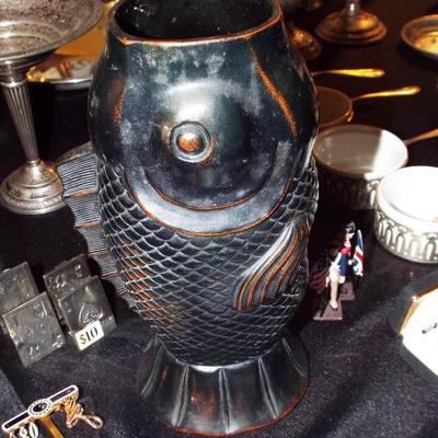BLACK IODIZED CARVED FISH