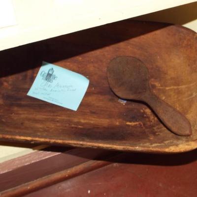 Sale Photo Thumbnail #140: ANTIQUE WOOD BREAD BOWL AND SPOON