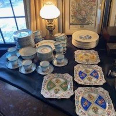 Sale Photo Thumbnail #250: ROYAL BAVARIAN SCHUMANN DRESDEN PLATES AND BAVARIAN PINK FLOWER SPRAY DISHES