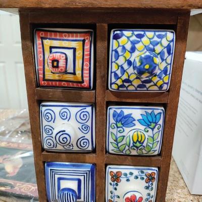 Vintage Ceramic Apothecary Spice or Tea Chest