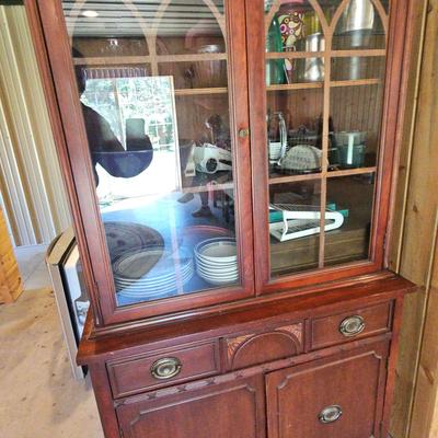 Wood Hutch & Contents