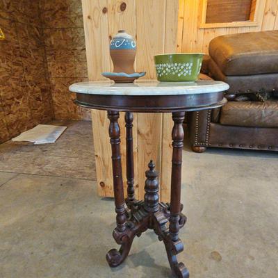 Marble Side Table & Decor