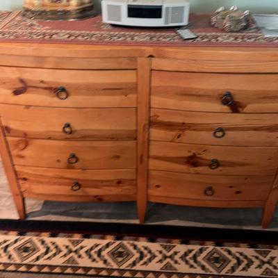 Chest Of Drawers With Clock, Radio, & Decor
