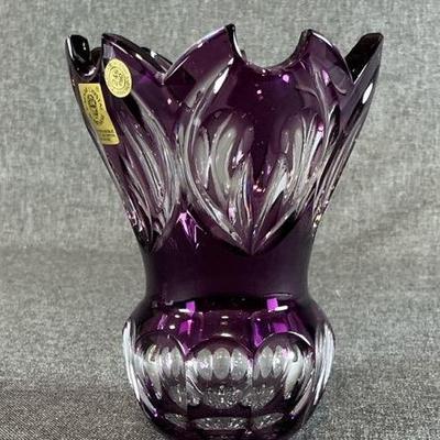 Caesar Crystal Bohemiae Space Standard Endtable Vase In Violet