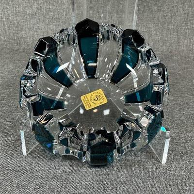 Caesar Crystal Bohemiae Stripe Medium Pistachio Bowl Azure