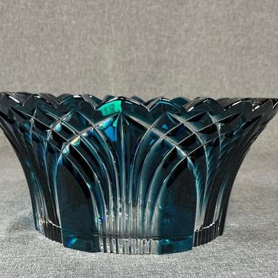 Caesar Crystal Bohemiae Gothic Large Canistrum Bowl In Azure