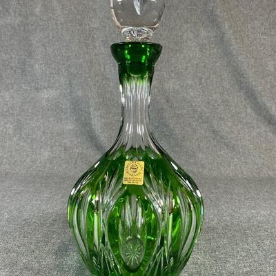 Caesar Crystal Bohemiae Dandelion Large Cognac Decanter In Emerald