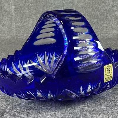 Caesar Crystal Bohemiae JONATHAN Large Gathering Basket In Cobalt