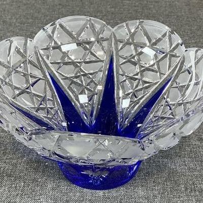 CAESAR CRYSTAL BOHEMIAE Frost Medium Lemon Cup In Cobalt 