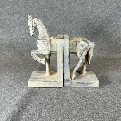 Retro Style Wood Horse Bookends