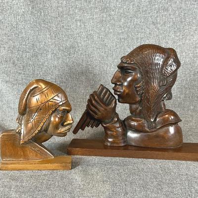 Two Vintage Aymara Handcarved Wooden Figures